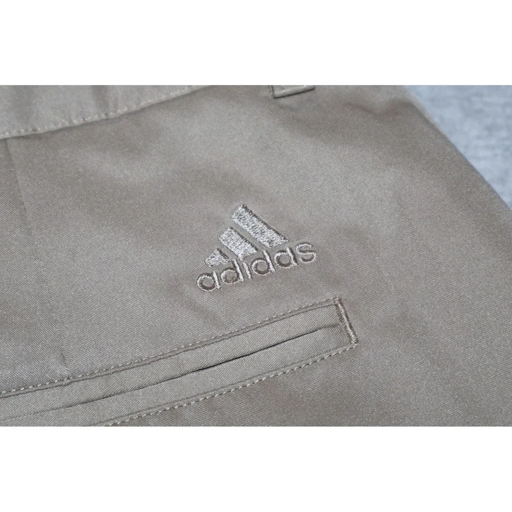 Adidas Golf Pants Mens 34x33 Tan Climalite Flat Front Performance Polyester **